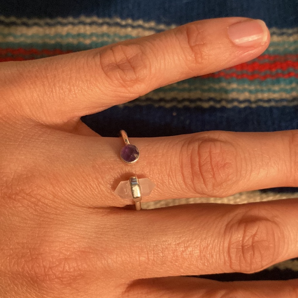 Unique Adjustable Silver And Gemstone Ring Rose Q… - image 6